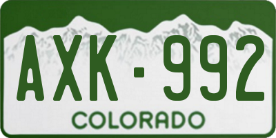 CO license plate AXK992