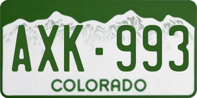 CO license plate AXK993