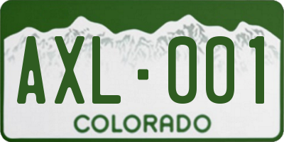 CO license plate AXL001
