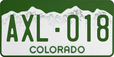 CO license plate AXL018