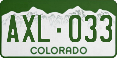 CO license plate AXL033