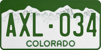 CO license plate AXL034