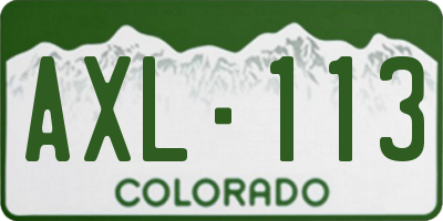 CO license plate AXL113