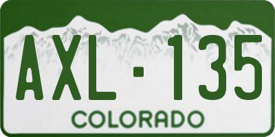 CO license plate AXL135