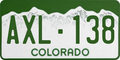 CO license plate AXL138