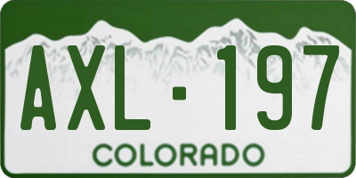 CO license plate AXL197