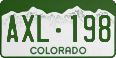 CO license plate AXL198