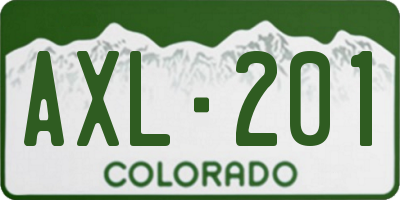 CO license plate AXL201