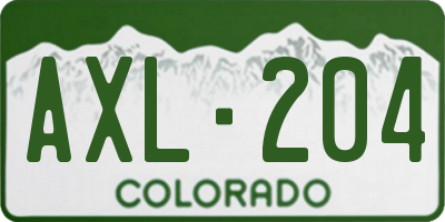 CO license plate AXL204
