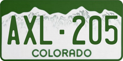 CO license plate AXL205