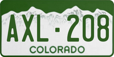 CO license plate AXL208