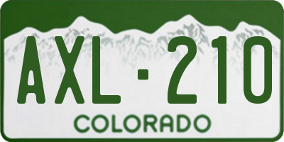 CO license plate AXL210