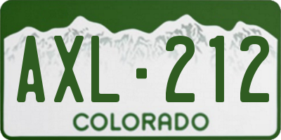 CO license plate AXL212