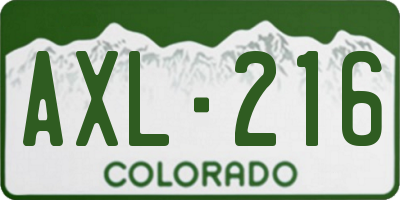 CO license plate AXL216