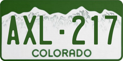CO license plate AXL217