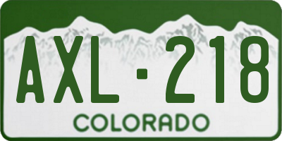 CO license plate AXL218
