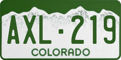 CO license plate AXL219