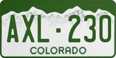 CO license plate AXL230