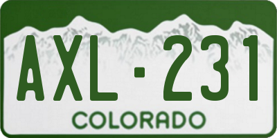 CO license plate AXL231