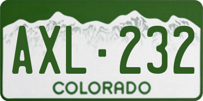 CO license plate AXL232