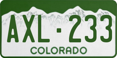 CO license plate AXL233