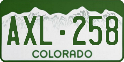 CO license plate AXL258