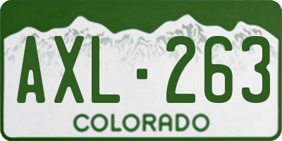 CO license plate AXL263