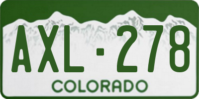 CO license plate AXL278