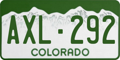 CO license plate AXL292