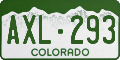 CO license plate AXL293