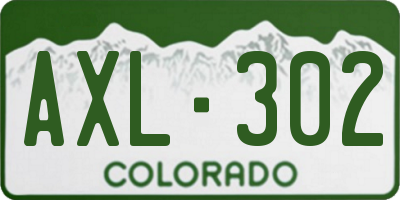 CO license plate AXL302