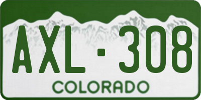 CO license plate AXL308