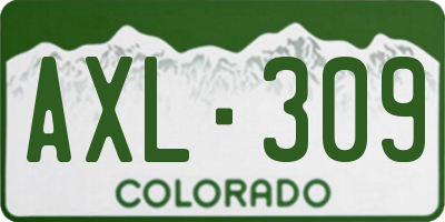CO license plate AXL309