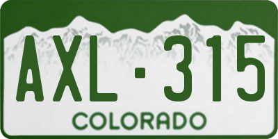 CO license plate AXL315