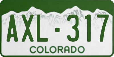 CO license plate AXL317