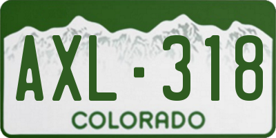 CO license plate AXL318