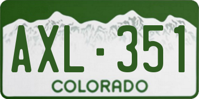 CO license plate AXL351