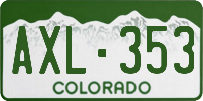 CO license plate AXL353