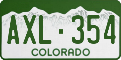 CO license plate AXL354