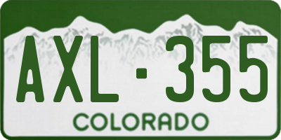 CO license plate AXL355