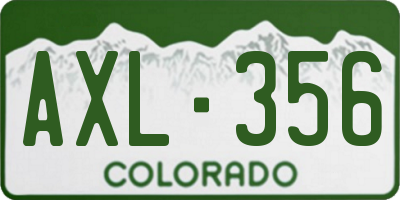 CO license plate AXL356