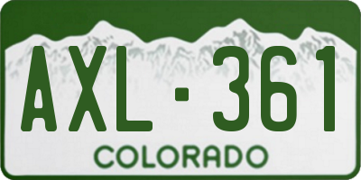 CO license plate AXL361