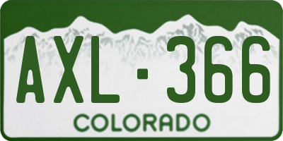 CO license plate AXL366