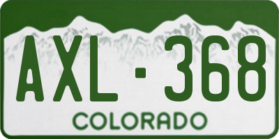CO license plate AXL368