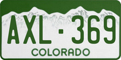 CO license plate AXL369