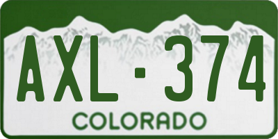CO license plate AXL374