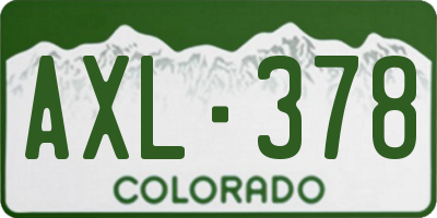 CO license plate AXL378