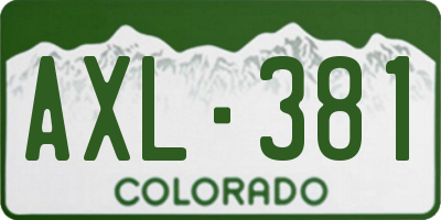 CO license plate AXL381