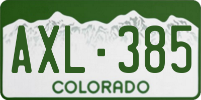CO license plate AXL385