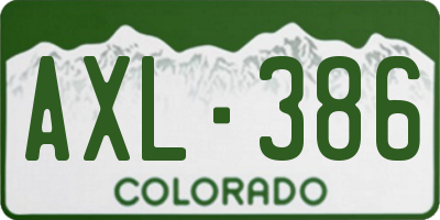 CO license plate AXL386